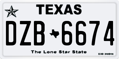 TX license plate DZB6674