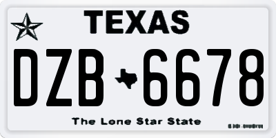 TX license plate DZB6678