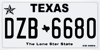 TX license plate DZB6680