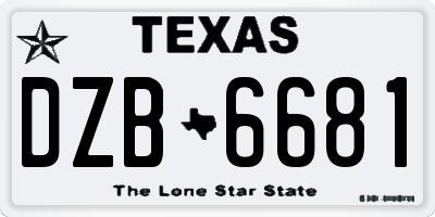 TX license plate DZB6681