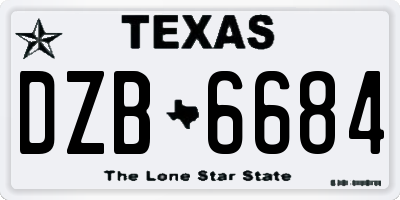 TX license plate DZB6684