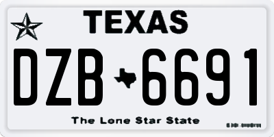 TX license plate DZB6691