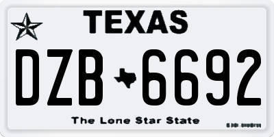 TX license plate DZB6692