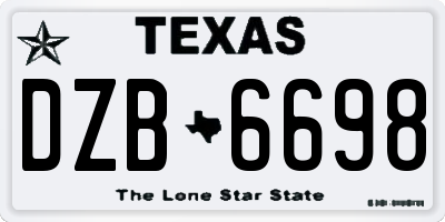 TX license plate DZB6698