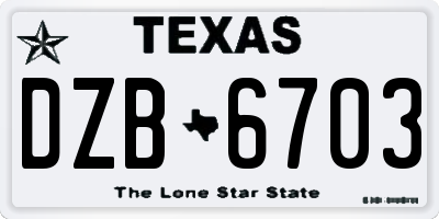 TX license plate DZB6703