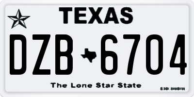 TX license plate DZB6704