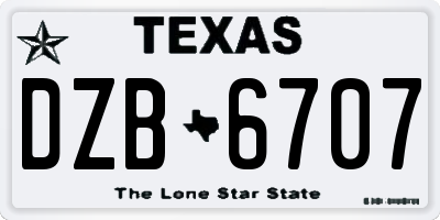TX license plate DZB6707