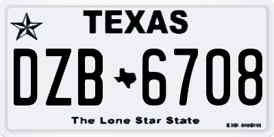 TX license plate DZB6708