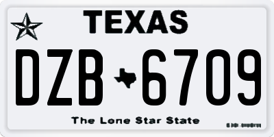 TX license plate DZB6709
