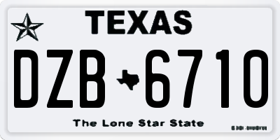 TX license plate DZB6710