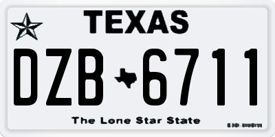 TX license plate DZB6711