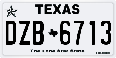 TX license plate DZB6713