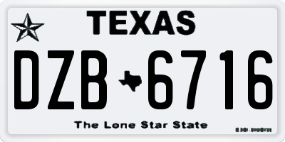 TX license plate DZB6716