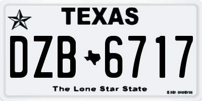 TX license plate DZB6717