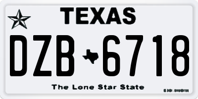 TX license plate DZB6718