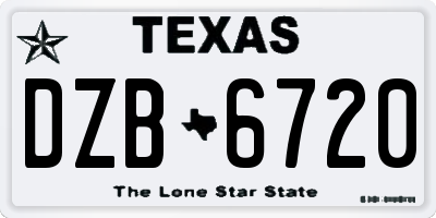 TX license plate DZB6720