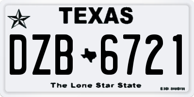 TX license plate DZB6721
