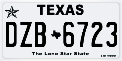 TX license plate DZB6723