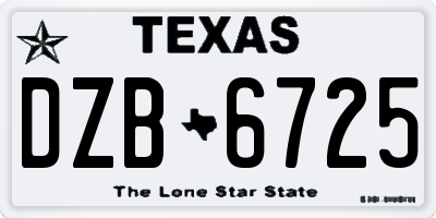 TX license plate DZB6725