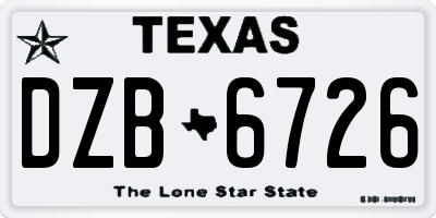 TX license plate DZB6726