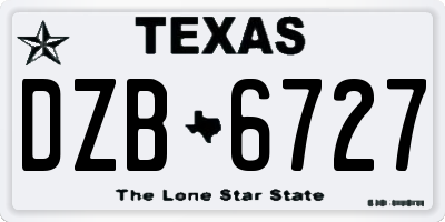 TX license plate DZB6727