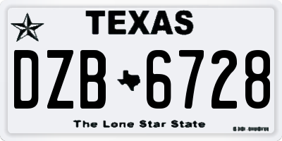 TX license plate DZB6728