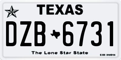 TX license plate DZB6731