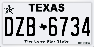 TX license plate DZB6734