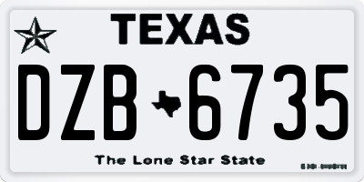 TX license plate DZB6735