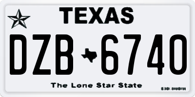 TX license plate DZB6740
