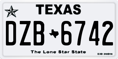 TX license plate DZB6742