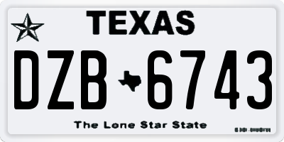 TX license plate DZB6743