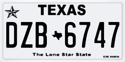 TX license plate DZB6747