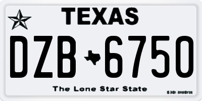 TX license plate DZB6750