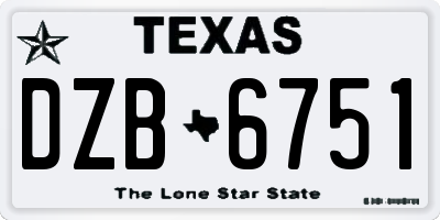 TX license plate DZB6751