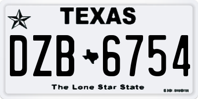 TX license plate DZB6754