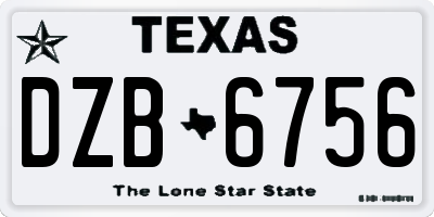 TX license plate DZB6756