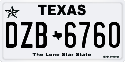 TX license plate DZB6760