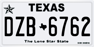 TX license plate DZB6762