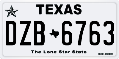 TX license plate DZB6763