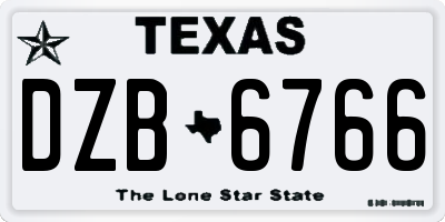 TX license plate DZB6766