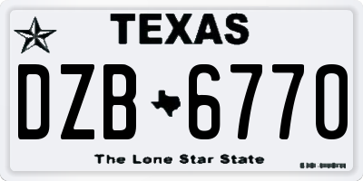 TX license plate DZB6770