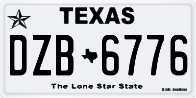 TX license plate DZB6776
