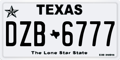 TX license plate DZB6777