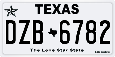 TX license plate DZB6782