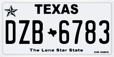 TX license plate DZB6783