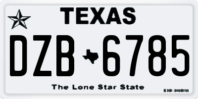 TX license plate DZB6785
