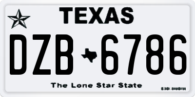 TX license plate DZB6786
