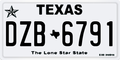 TX license plate DZB6791