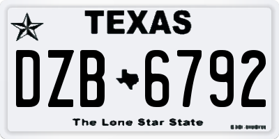 TX license plate DZB6792